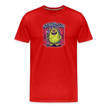 Stand-up Monster on Stage - Men's Premium Organic T-Shirt - red - Front - Damien (186cm)