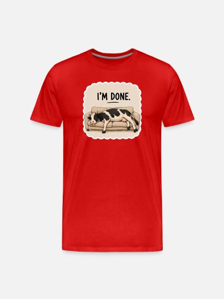 I'm Done – Funny Cow on Sofa - Men's Premium Organic T-Shirt - red