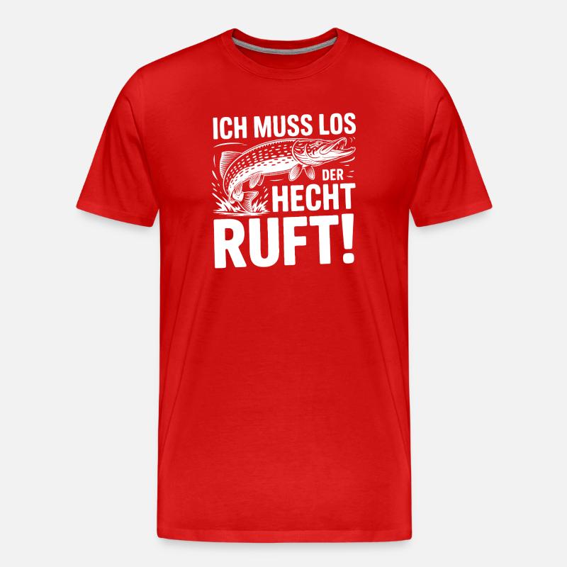 Hecht Angeln Humor - Männer Premium Bio T-Shirt - Rot