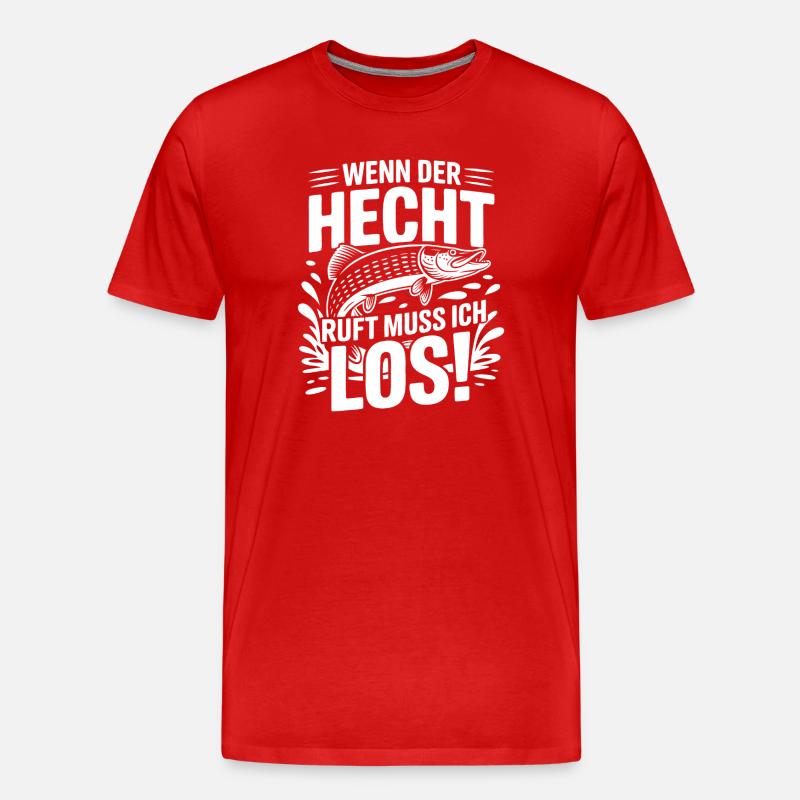 Angler Spruch Hecht - Männer Premium Bio T-Shirt - Rot