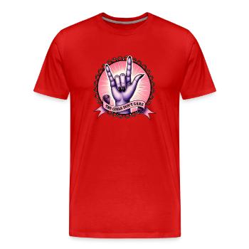 Die Mädchen kümmern sich nicht um Feministin - Männer Premium Bio T-Shirt - Rot - Vorne - Damien (186cm)