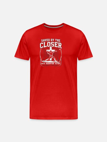 Saved By The Closer Christian Baseball Jesus - Men's Premium Organic T-Shirt - red