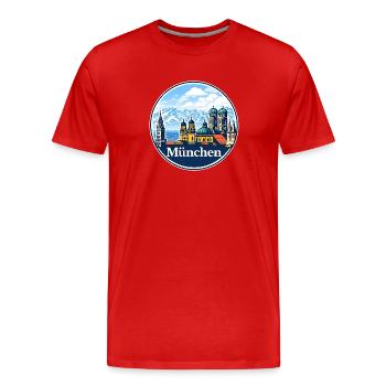 Muenchen Voralpenland 2026 - Männer Premium Bio T-Shirt - Rot - Vorne - Damien (186cm)