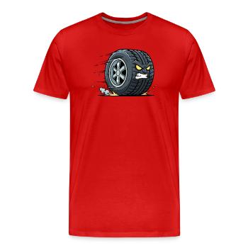 Rasender Reifen mit wütendem Blick - Männer Premium Bio T-Shirt - Rot - Vorne - Damien (186cm)