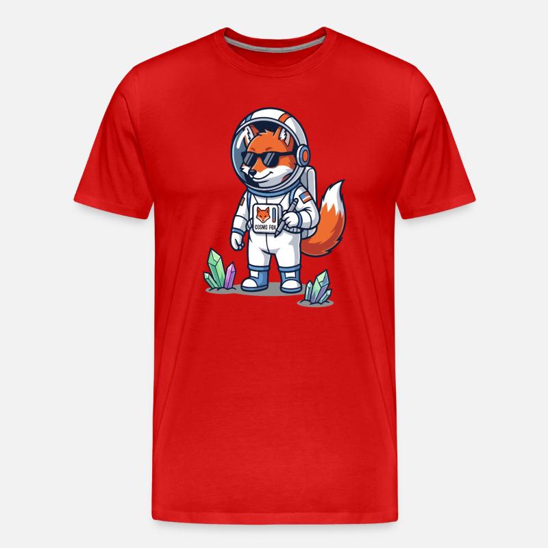 Cosmo Fox Astronaute Explorateur Spatial - T-shirt bio Premium Homme - rouge