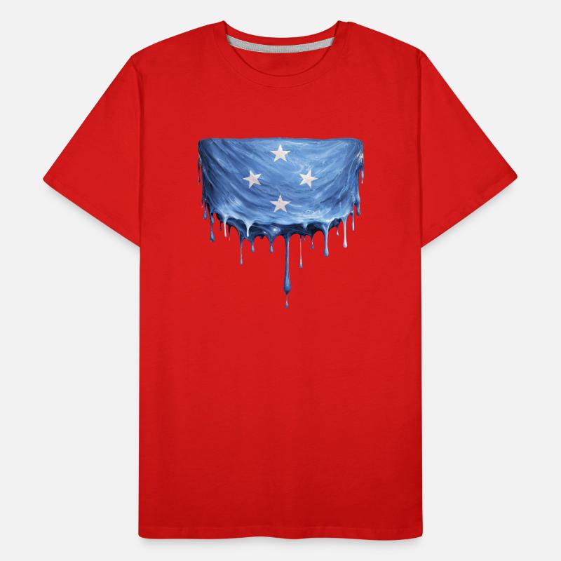 Drapeau dégoulinant de Micronésie T-shirt bio Premium Homme