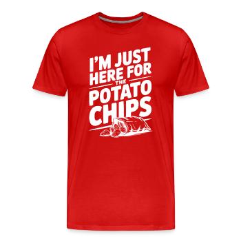 Je suis juste là pour les chips - T-shirt bio Premium Homme - rouge - Devant - Damien (186cm)