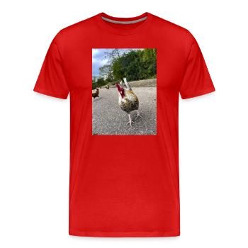 Are you a Chicken?? - Men's Premium Organic T-Shirt - red - Front - Damien (186cm)