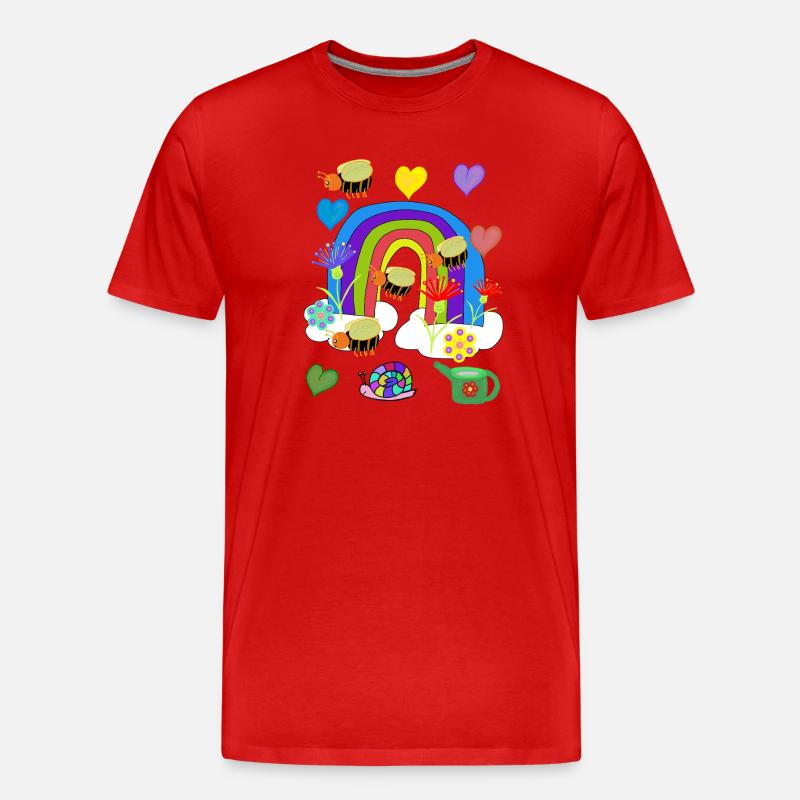 Regenbogen Insekt Bienen Illustration - Männer Premium Bio T-Shirt - Rot