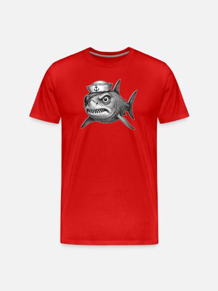 The grumpy Captain Shark - Men's Premium Organic T-Shirt - red