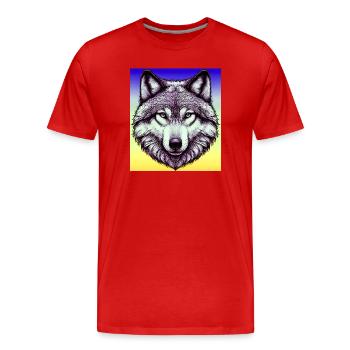 Wolf - Men's Premium Organic T-Shirt - red - Front - Damien (186cm)