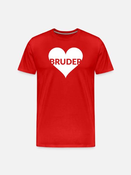 Bruder Herz Typo-Design - Männer Premium Bio T-Shirt - Rot