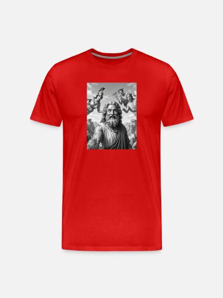 Zeus Selfie mit den Göttern - Männer Premium Bio T-Shirt - Rot