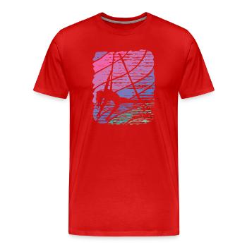 Tissu vertical Acrobaties aériennes vintage Soie aérienne - T-shirt bio Premium Homme - rouge - Devant - Damien (186cm)