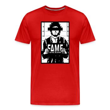 Fame Victim Mugshot Shirt – Dark Streetwear - Männer Premium Bio T-Shirt - Rot - Vorne - Damien (186cm)