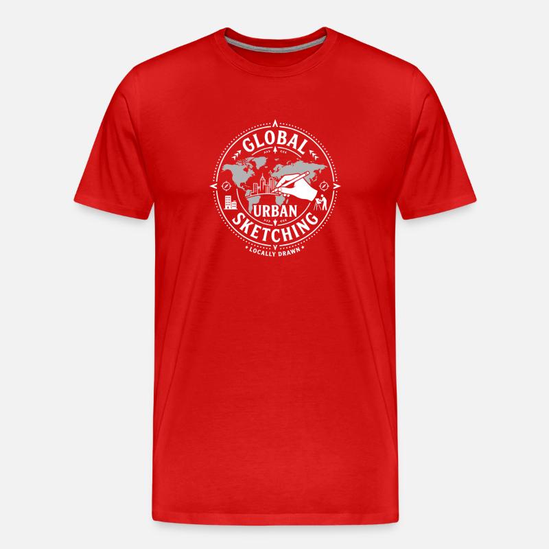 Urban Sketching Künstler weltweit - Männer Premium Bio T-Shirt - Rot
