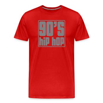 90s Hip Hop Grid - Men's Premium Organic T-Shirt - red - Front - Damien (186cm)