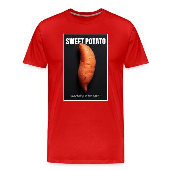 Sweet Potato Superfood Print - Men's Premium Organic T-Shirt - red - Front - Damien (186cm)