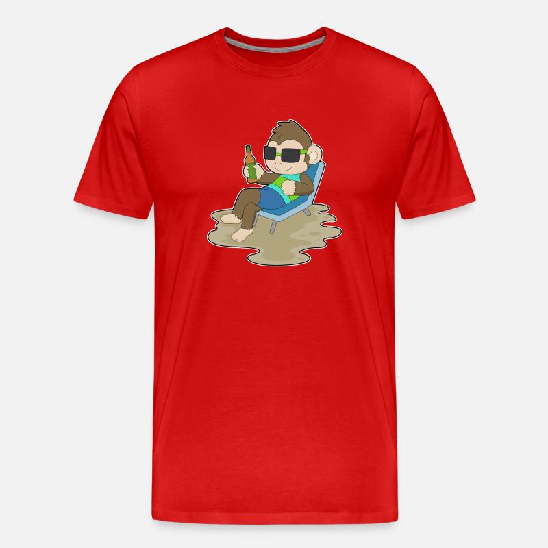 Affe Flasche Bier - Männer Premium Bio T-Shirt - Rot