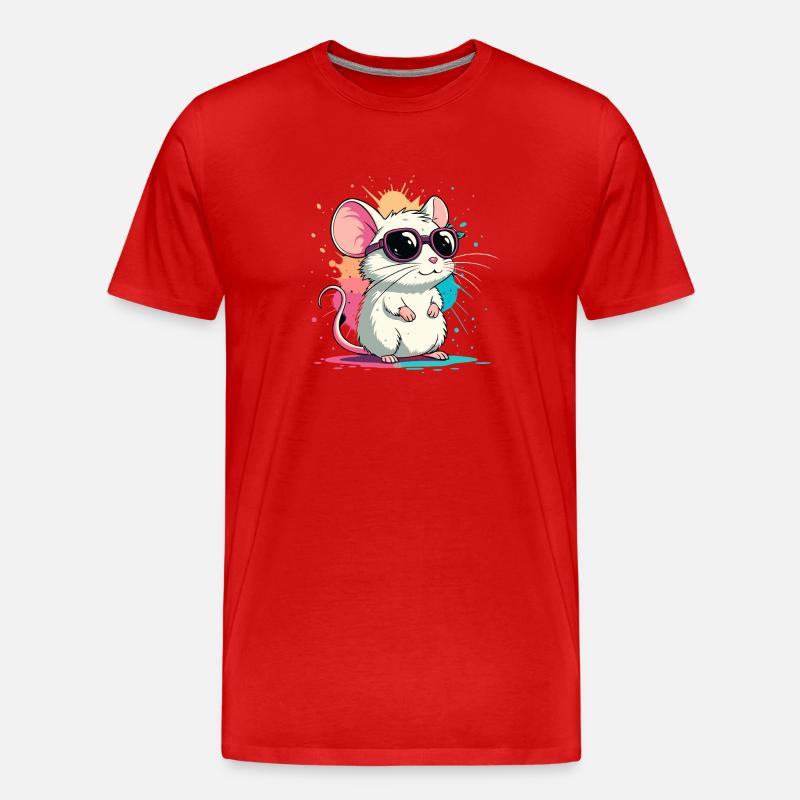 Mouse Chic Neonbrillen - Männer Premium Bio T-Shirt - Rot