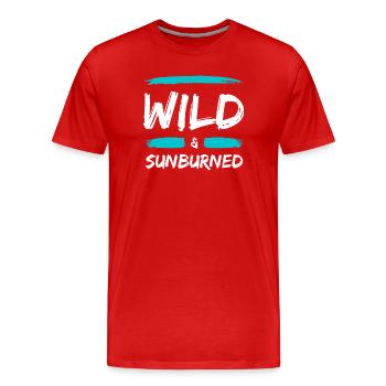 Wild & Sunburned Brush Text - Men's Premium Organic T-Shirt - red - Front - Damien (186cm)