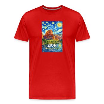 Zion Nationalpark, Utah Sternennacht - Männer Premium Bio T-Shirt - Rot - Vorne - Damien (186cm)