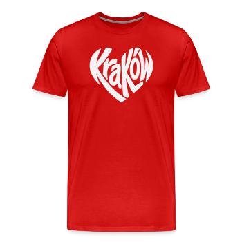 Cracovie, Cracovie Cœur Logo de faute de frappe - T-shirt bio Premium Homme - rouge - Devant - Damien (186cm)