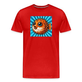 Kugelfisch - Männer Premium Bio T-Shirt - Rot - Vorne - Damien (186cm)