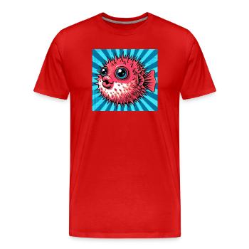 Kugelfisch - Männer Premium Bio T-Shirt - Rot - Vorne - Damien (186cm)