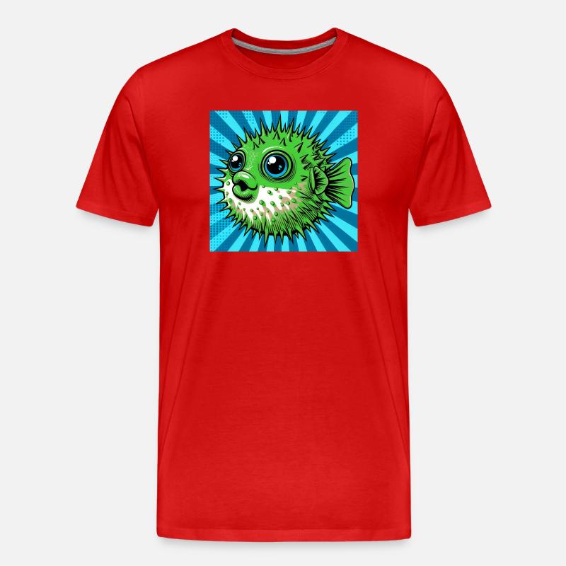 Kugelfisch - Männer Premium Bio T-Shirt - Rot
