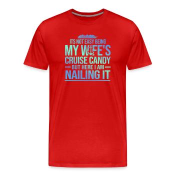 Frau Kreuzfahrt Candy Nail It - Männer Premium Bio T-Shirt - Rot - Vorne - Damien (186cm)