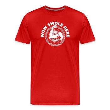 Powerlifting Bodybuilder Wow Swole Here Gym - Men's Premium Organic T-Shirt - red - Front - Damien (186cm)