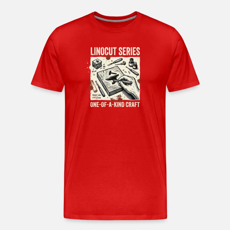 Linocut Series - Männer Premium Bio T-Shirt - Rot