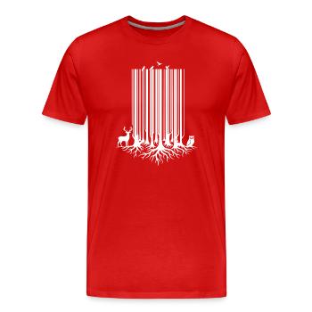 Baum-Barcode White - Männer Premium Bio T-Shirt - Rot - Vorne - Damien (186cm)