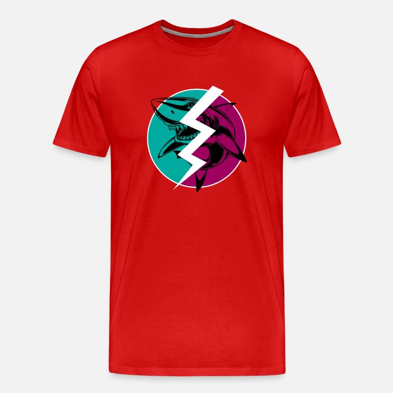 Elektrischer Split Shark - Männer Premium Bio T-Shirt - Rot