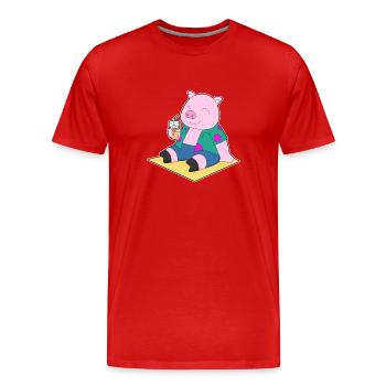 Schwein Strand Getränk Sommer - Männer Premium Bio T-Shirt - Rot - Vorne - Damien (186cm)