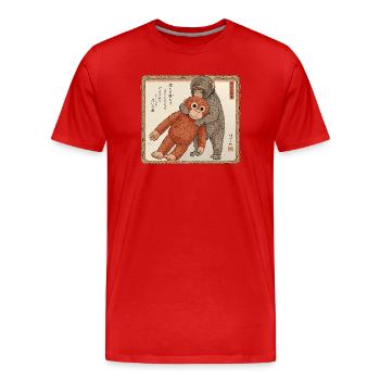 Ukiyo-e Baby Monkey Punch - Männer Premium Bio T-Shirt - Rot - Vorne - Damien (186cm)