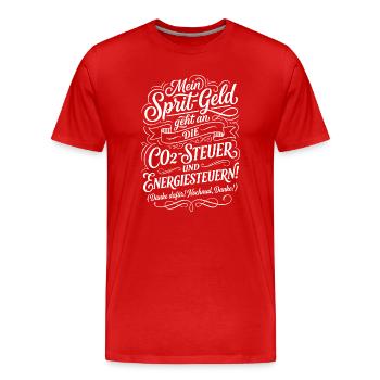 Mein Spritgeld geht an die CO2 Steuer - Männer Premium Bio T-Shirt - Rot - Vorne - Damien (186cm)