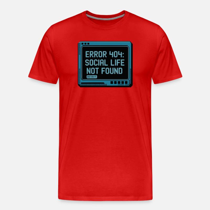 Retro 404: Sozialleben fehlt - Männer Premium Bio T-Shirt - Rot