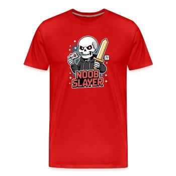 Sweat à capuche Noob Slayer Grim Skull - T-shirt bio Premium Homme - rouge - Devant - Damien (186cm)