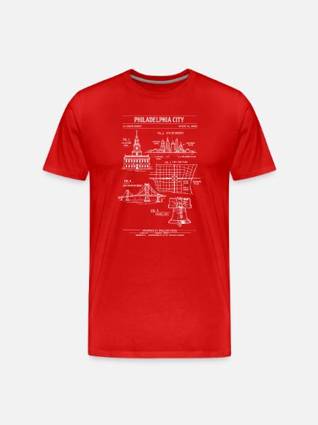 Philadelphia Skyline Blueprint - Men's Premium Organic T-Shirt - red