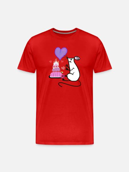 Mouse Rodent Birthday Cake Kids - Men's Premium Organic T-Shirt - red