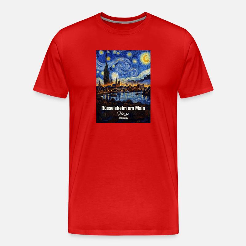 Rüsselsheim am Main Germany Sternennacht - Männer Premium Bio T-Shirt - Rot