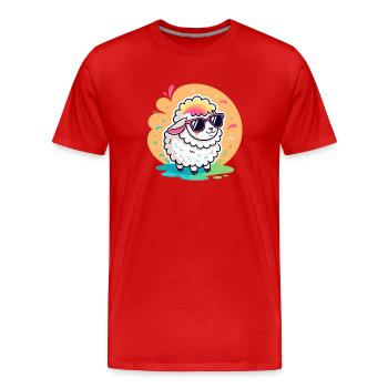 Trendy Sheep Sunglasses - Men's Premium Organic T-Shirt - red - Front - Damien (186cm)