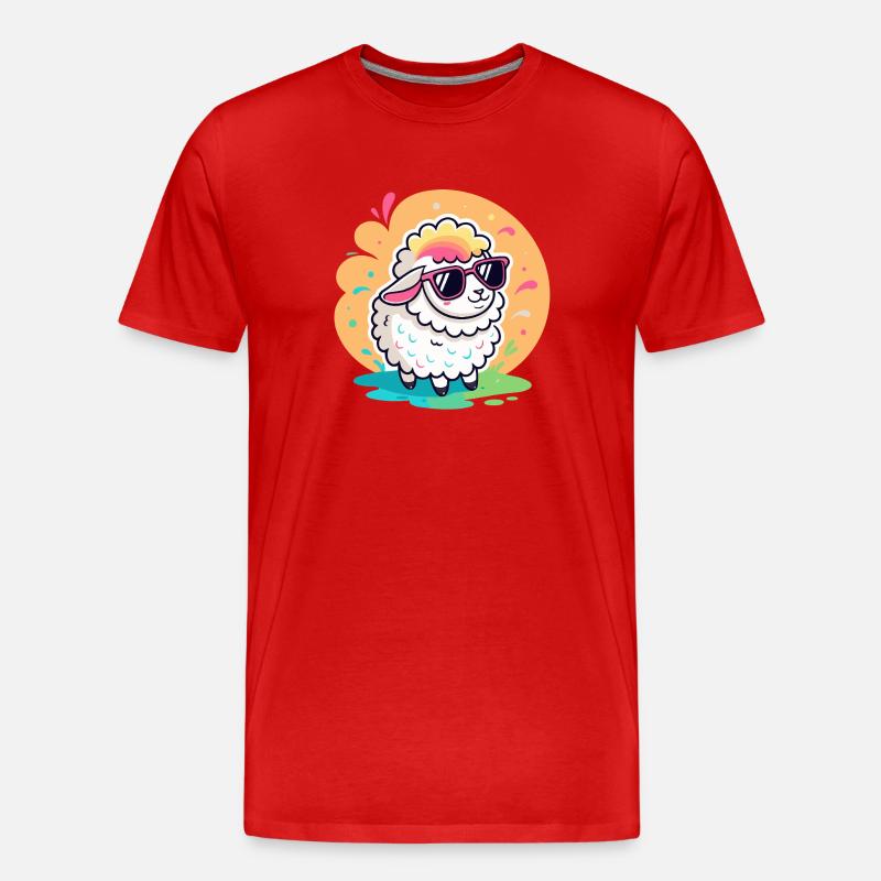 Trendige Schafs-Sonnenbrille - Männer Premium Bio T-Shirt - Rot