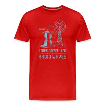 Du café aux ondes radio - T-shirt bio Premium Homme - rouge - Devant - Damien (186cm)