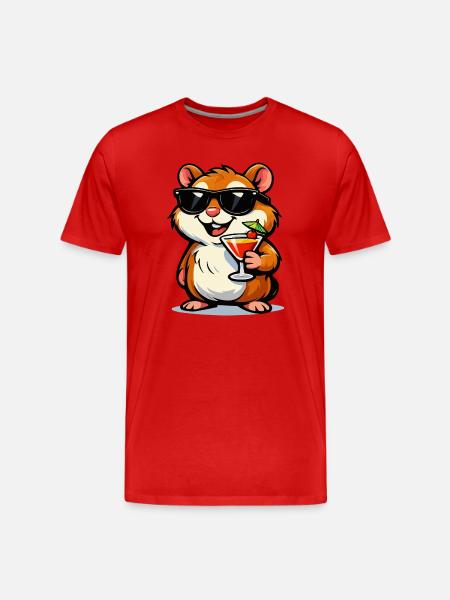 Cool hamster with cocktail and sunglasses - Men's Premium Organic T-Shirt - red