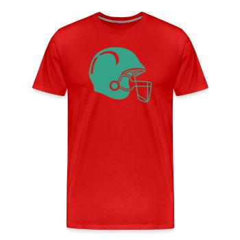 Türkisgrüner Footballhelm Silhouette - Männer Premium Bio T-Shirt - Rot - Vorne - Damien (186cm)