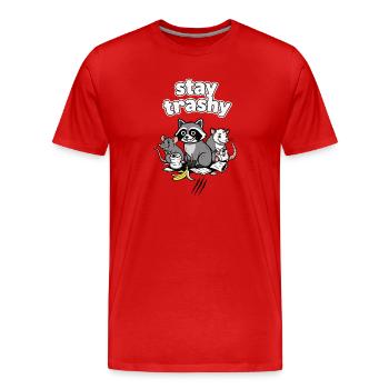 Restez vulgaires. Raton laveur drôle - T-shirt bio Premium Homme - rouge - Devant - Damien (186cm)