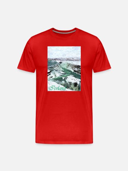 Frozen waterfalls in Iceland - Men's Premium Organic T-Shirt - red